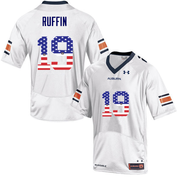 Auburn Tigers Men's Nick Ruffin #19 White Under Armour Stitched College USA Flag Fashion NCAA Authentic Football Jersey VPX2774GE